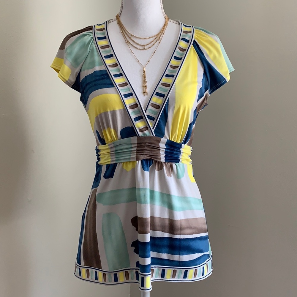 BCBGMaxAzria V-neck Empire Waist Blouse